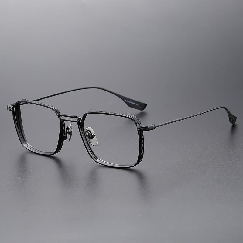 Exquisite Metal Square Frame Plano Glasses for Men