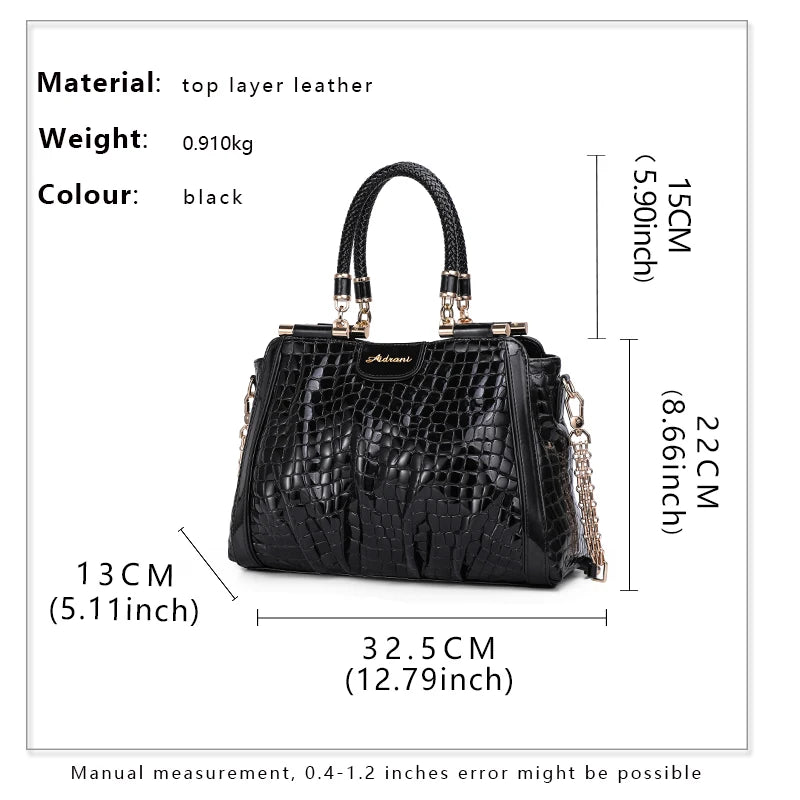 Crocodile Pattern Leather Handbag