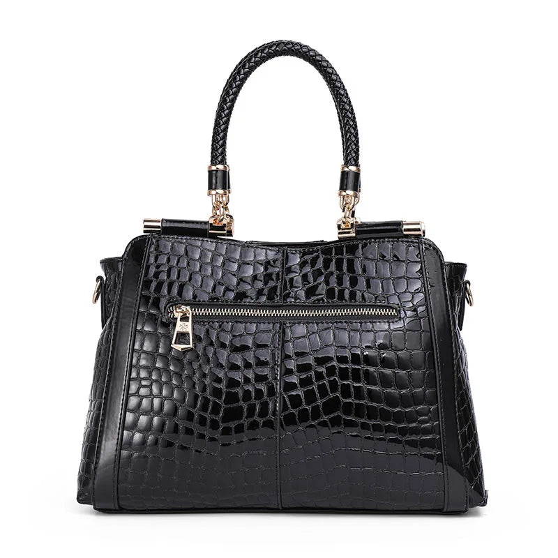Crocodile Pattern Leather Handbag