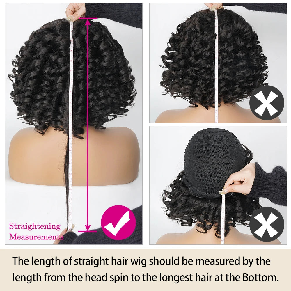 Bob Wig with Bangs Afro Bouncey Kinky Curls Brazilian Virgin Human Hair Glueless