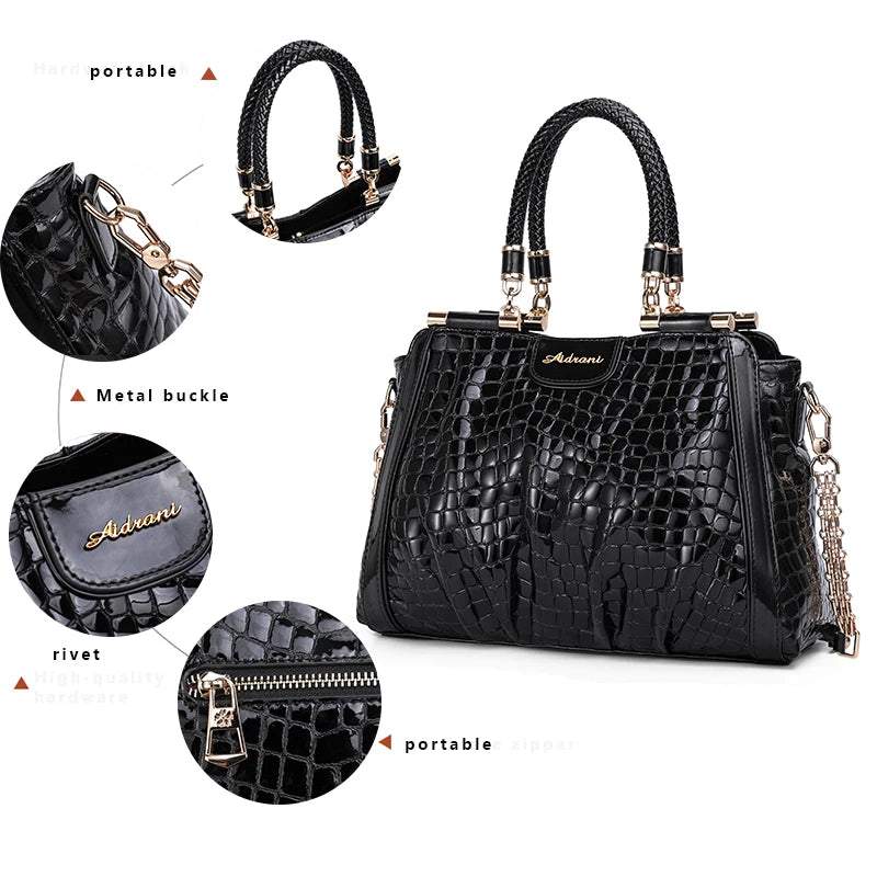 Crocodile Pattern Leather Handbag