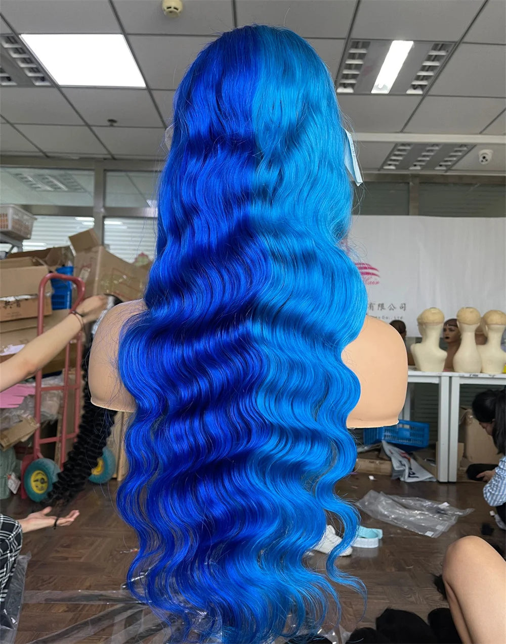 Blue Human Hair Wig Blonde 613 13x4 Transparent Lace Frontal Wig