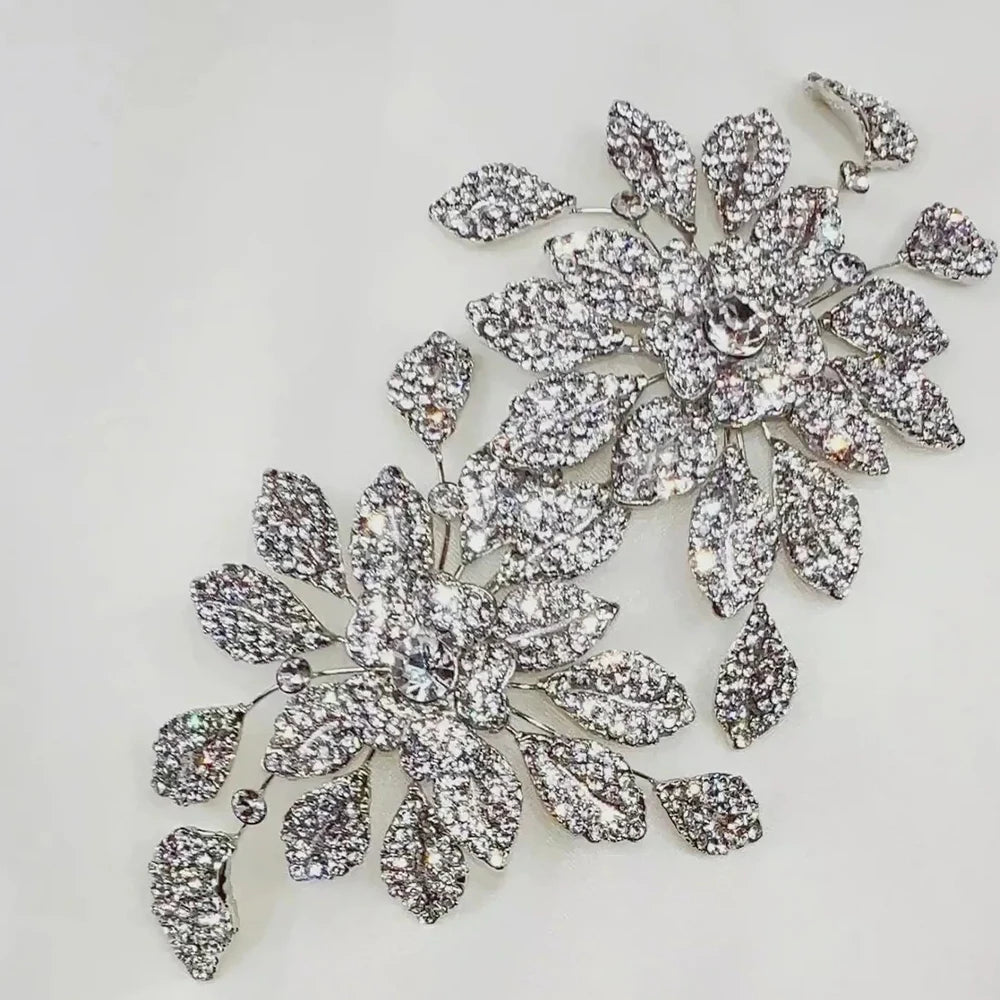 Bridal Rhinestone Flower Hair Comb Wedding