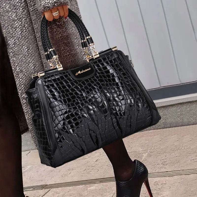 Crocodile Pattern Leather Handbag
