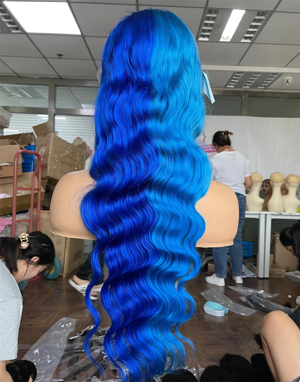 Blue Human Hair Wig Blonde 613 13x4 Transparent Lace Frontal Wig