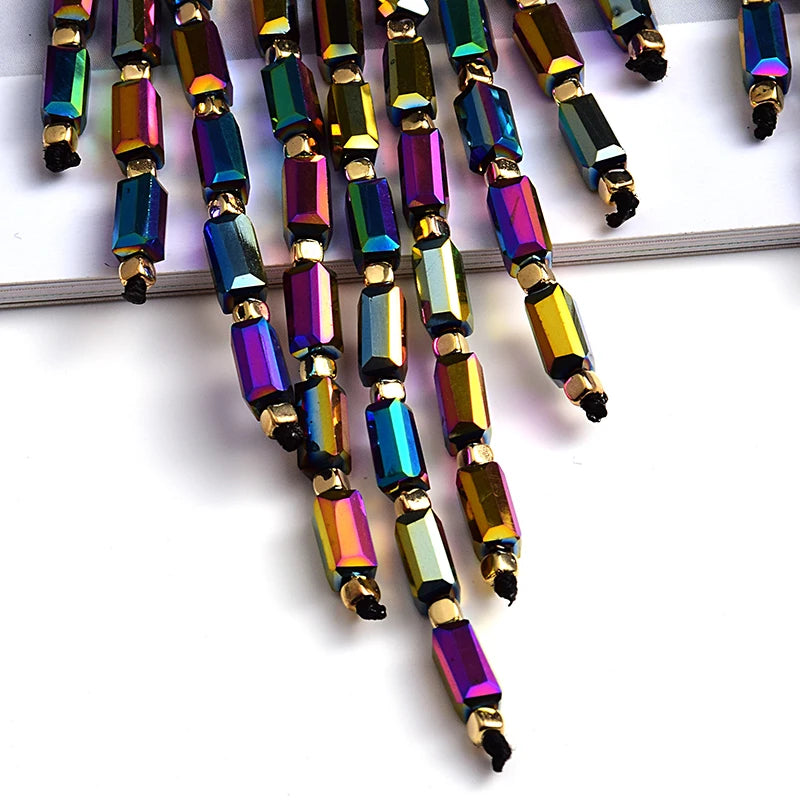 Statement Handmade Long beaded Chain Earrings High-Quality Colorful