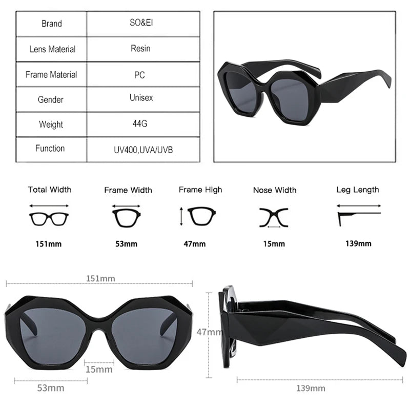 Retro Jelly Oversized Irregular Polygon Sunglasses