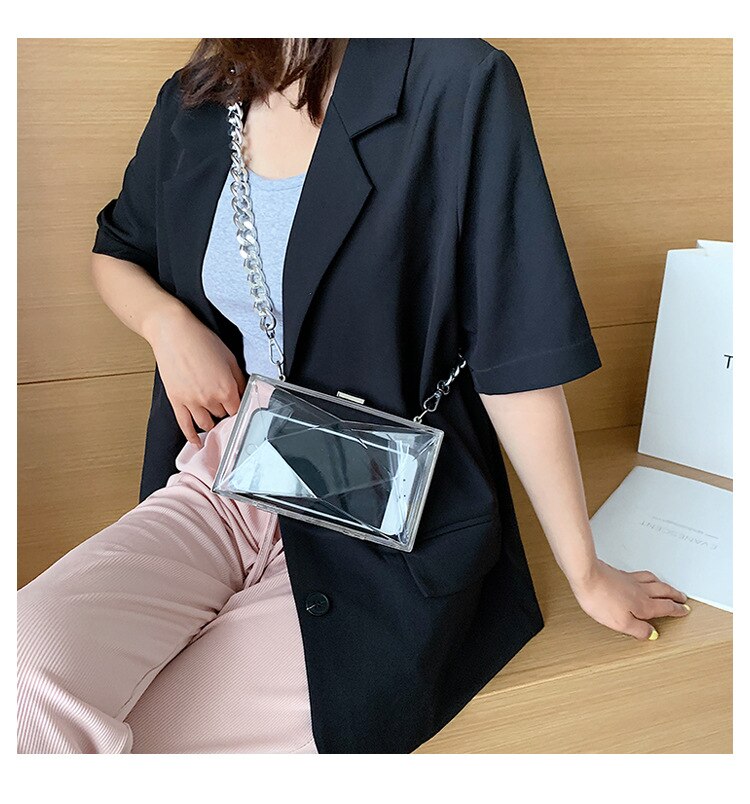 Transparent Women's Handbag High Quality Acrylic Jelly Bag with Chain