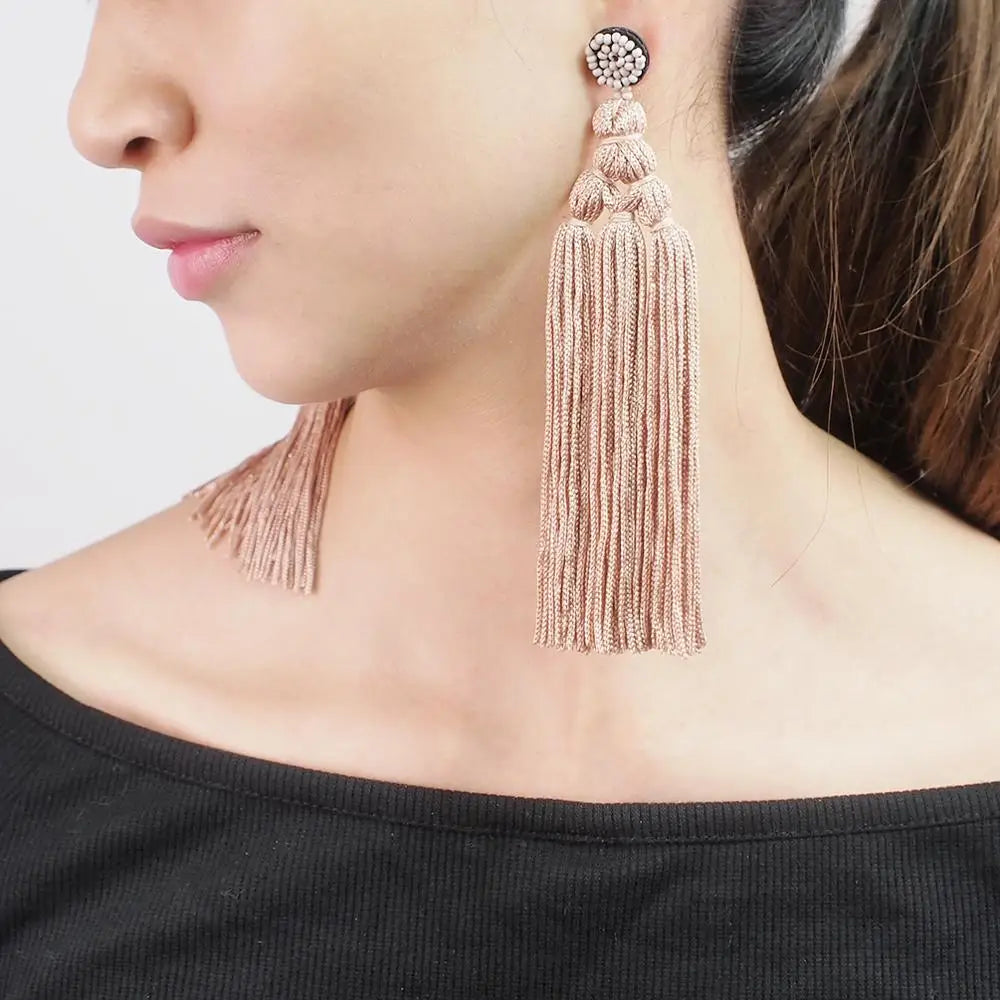 Multicolor Tassel Earrings Thread Long Dangle Drop Earrings