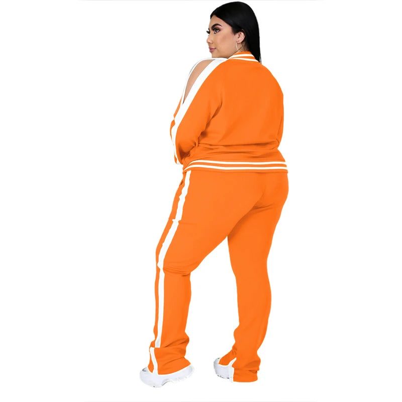 Plus Size Two Piece Set Women Jogger