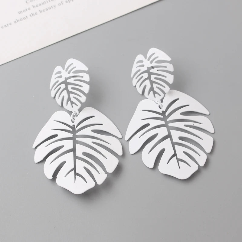 Exaggerated Hollow Big Leaf Drop Earrings