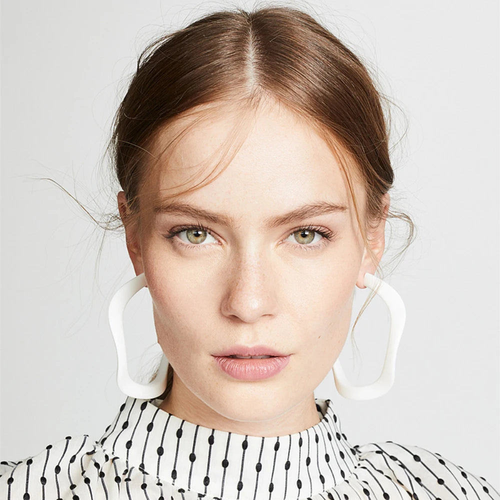 Statement Round Circle C Acrylic Hoop Earrings