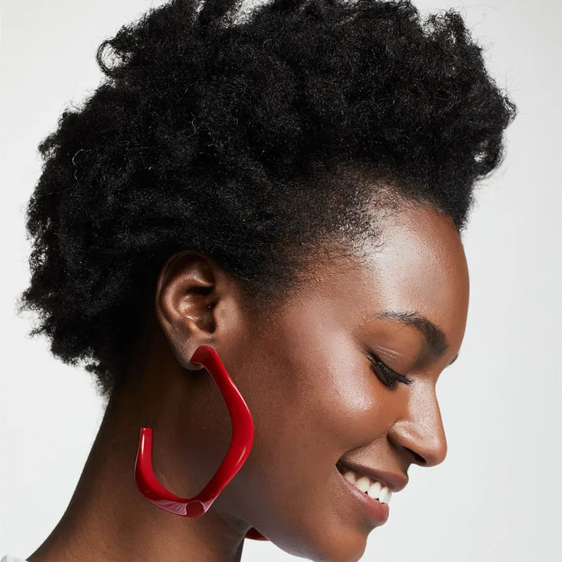 Statement Round Circle C Acrylic Hoop Earrings