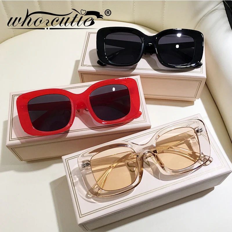 Nude Color Chunky Square Oversized Sunglasses Women 2020 Brand Design High Quality Thick Frame Retro Sun Glasses Shades S259B