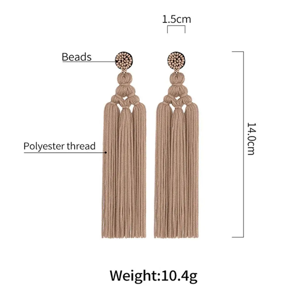 Multicolor Tassel Earrings Thread Long Dangle Drop Earrings