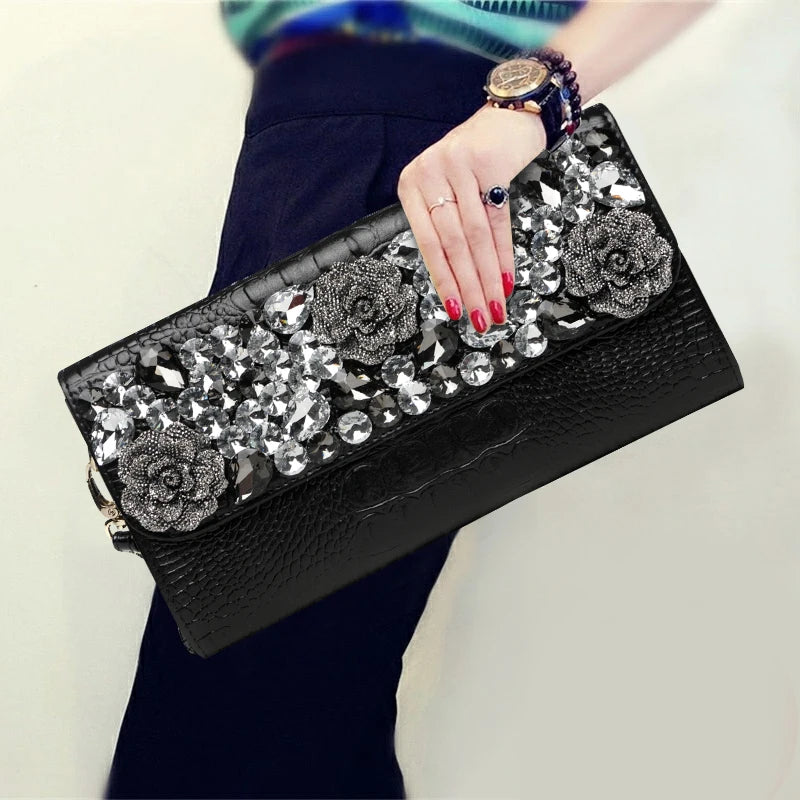 Genuine Leather Real Cowhide Envelope Clutch