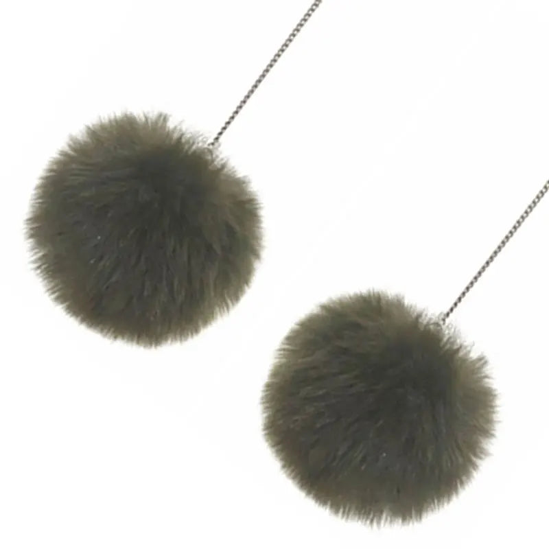 Elegant Pompom Dangle Soft Fur Earrings