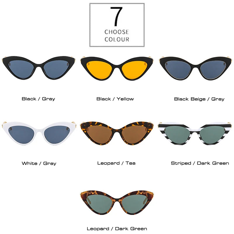 SHAUNA Retro Cat Eye Women Sunglasses Fashion Metal Chain Shades UV400 Brand Designer Men Trending Sun Glasses