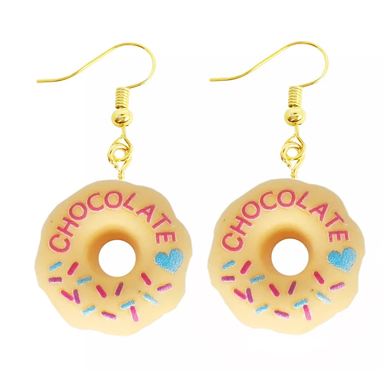 Earring For Women Resin Drop Custom Made Handmade Cute Girls Gift Eardrop Funny food Snacks Popcorn Donut Candy Chocolate Gum