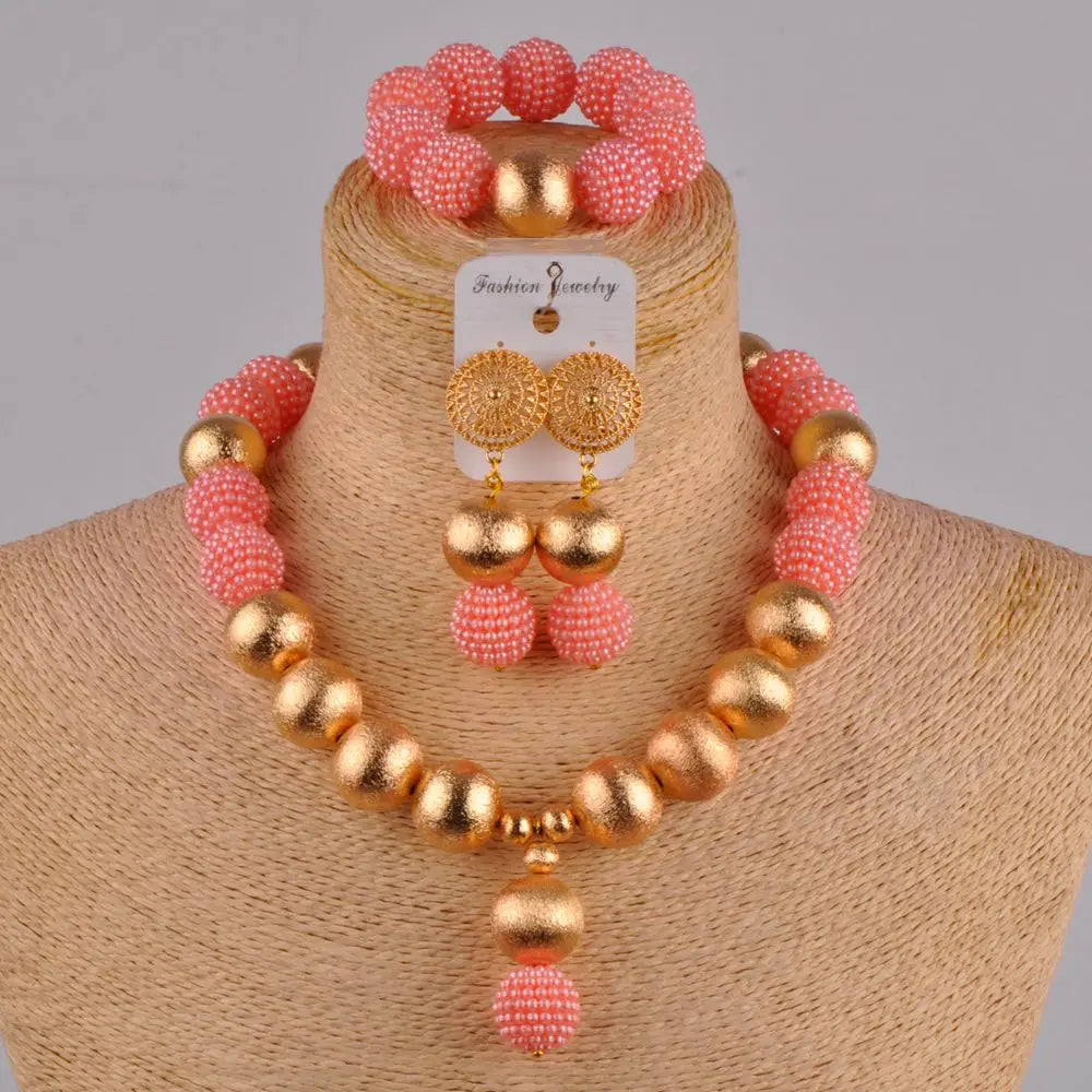 Fashion African Handmade Beaded Nigeria Jewelry Set