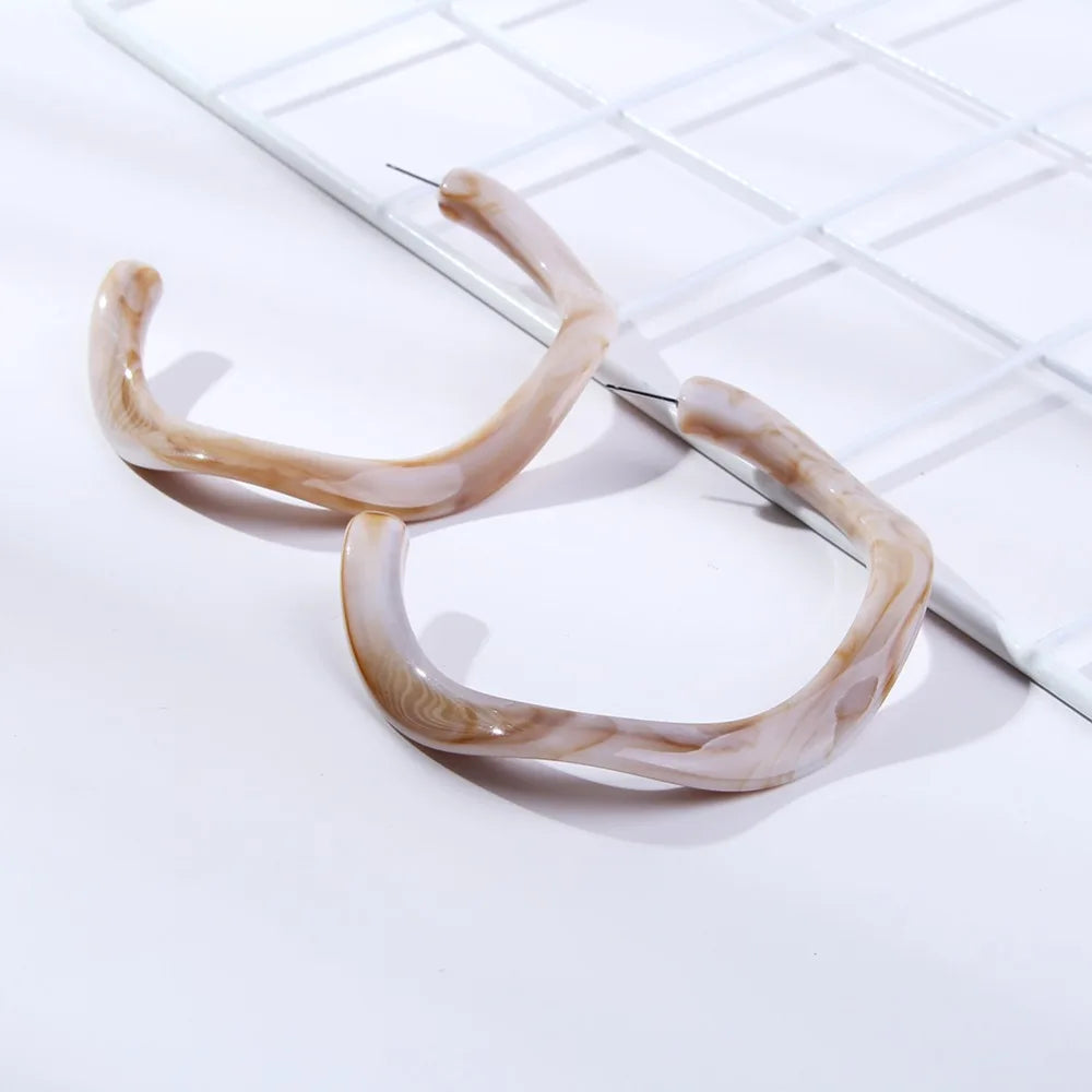 Statement Round Circle C Acrylic Hoop Earrings