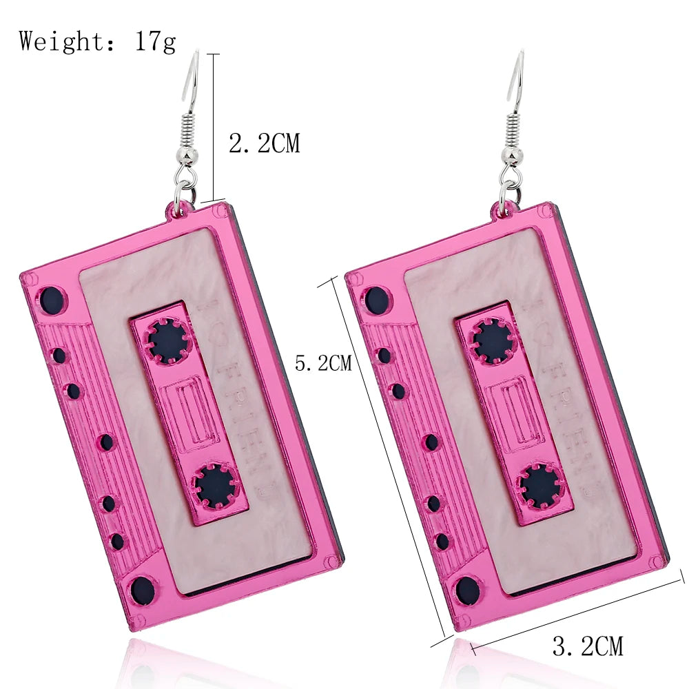 YAOLOGE Nostalgia Vintage Romantic Tape Acrylic Exaggerated Nightclub Bar Punk Long Dangle Earrings For Women Lover Gift 2019