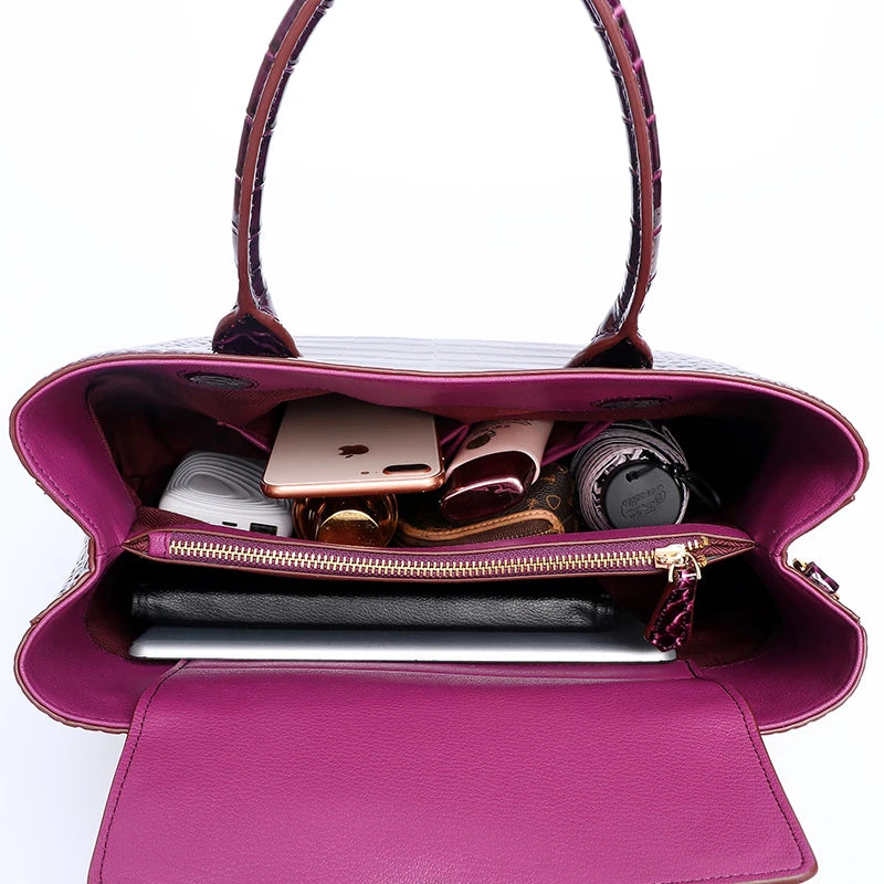 Genuine Leather Crocodile Shoulder Bag