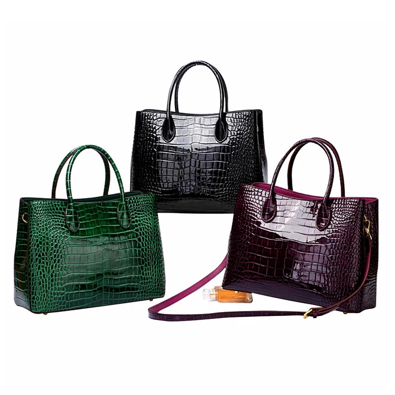 Genuine Leather Crocodile Shoulder Bag