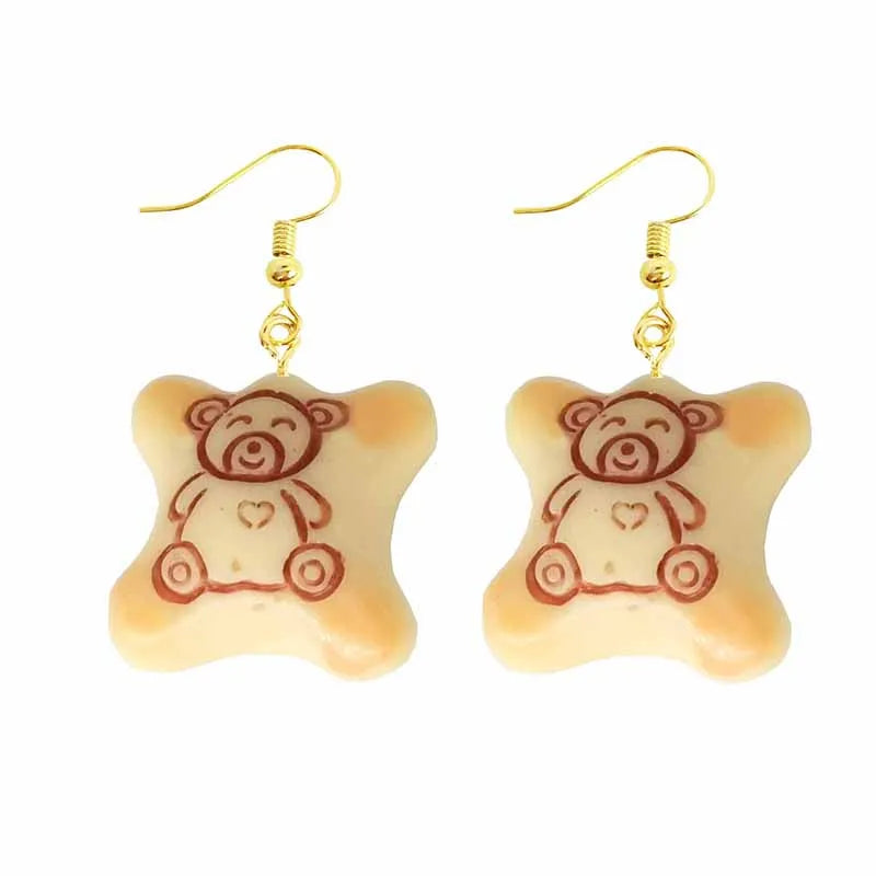 Earring For Women Resin Drop Custom Made Handmade Cute Girls Gift Eardrop Funny food Snacks Popcorn Donut Candy Chocolate Gum
