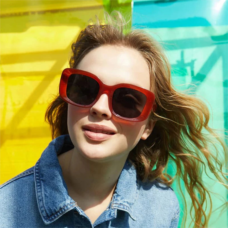 Nude Color Chunky Square Oversized Sunglasses Women 2020 Brand Design High Quality Thick Frame Retro Sun Glasses Shades S259B