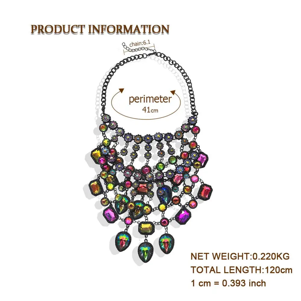 Dvacaman Women Layers Crystal Chain Pendant Necklace Big Statement Necklace Rhinestone Indian Bridal Jewelry Famale Bijoux AI32