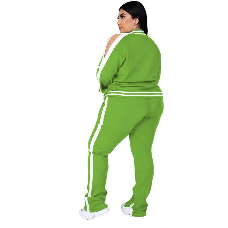 Plus Size Two Piece Set Women Jogger