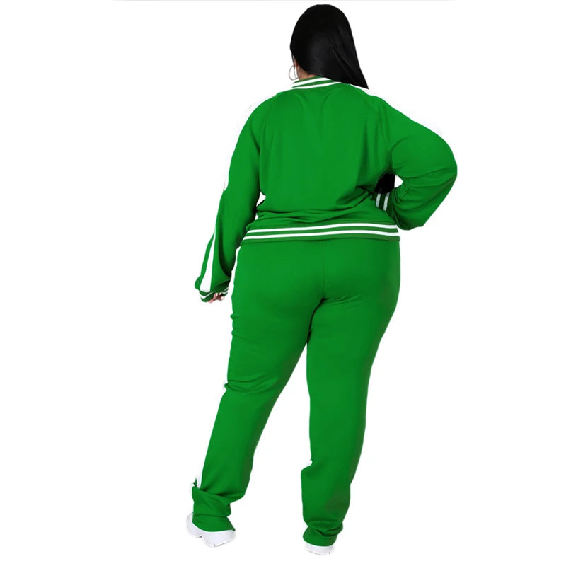 Plus Size Two Piece Set Women Jogger