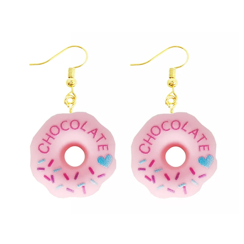 Earring For Women Resin Drop Custom Made Handmade Cute Girls Gift Eardrop Funny food Snacks Popcorn Donut Candy Chocolate Gum