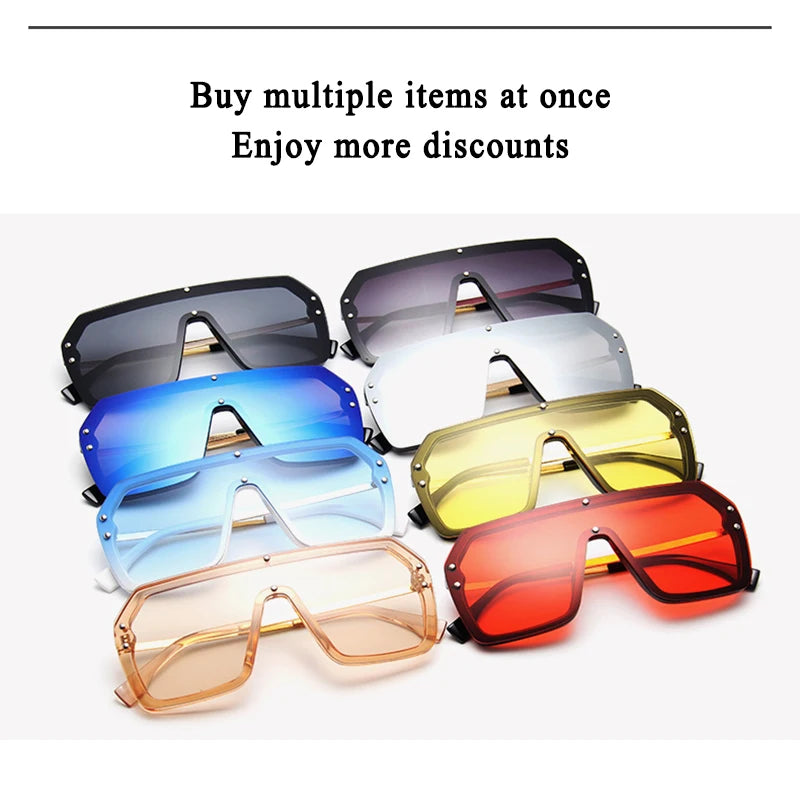 XJiea Rimless Sun Glasses For Women Fashion 2024 Oversize Square Man Sunglass Mirror Gradient Luxury Brand Driving Oculos De Sol