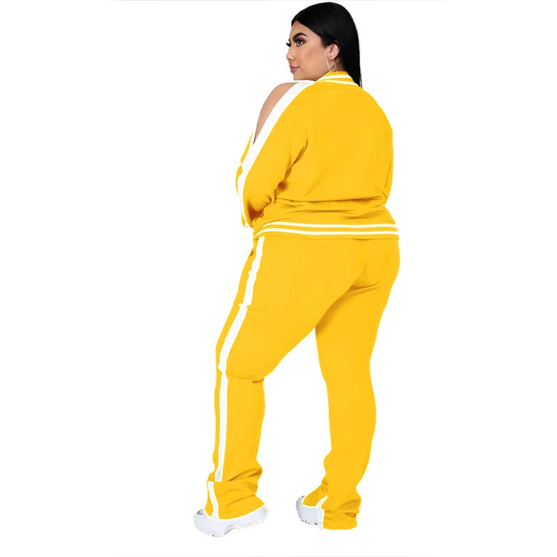 Plus Size Two Piece Set Women Jogger