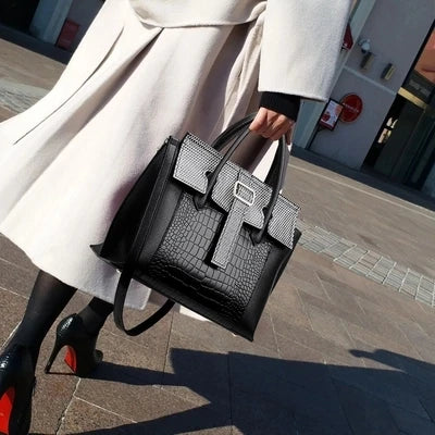 PU Leather Women Hand bags Crocodile Pattern Tote Bag