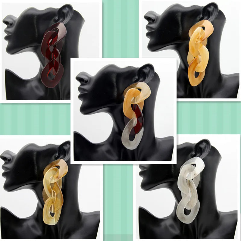 FishSheep Big Irregular Acrylic Drop Earrings Geometry Large Resin Circle Dangle Earrings