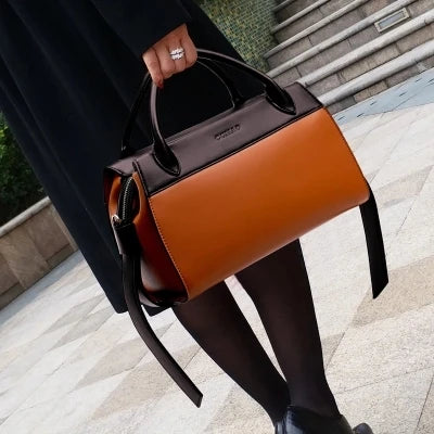 Leather Messenger Crossbody Trapeze Bag