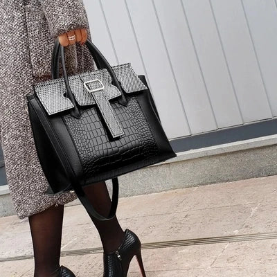 PU Leather Women Hand bags Crocodile Pattern Tote Bag