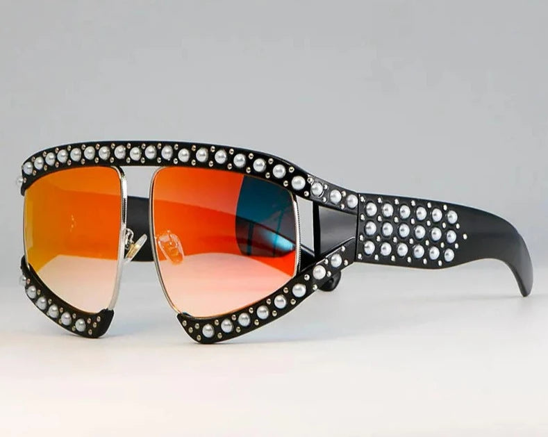Sunglasses Women Luxury Shades Pearl Oversized