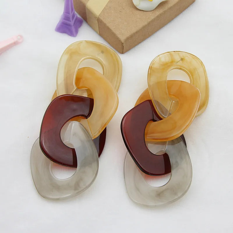 FishSheep Big Irregular Acrylic Drop Earrings Geometry Large Resin Circle Dangle Earrings