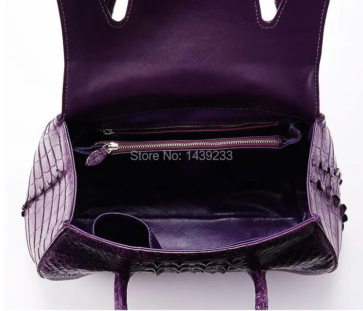 100% genuine crocodile skin leather women handbag, Alligator Skin Womens Tote Bag, Purple