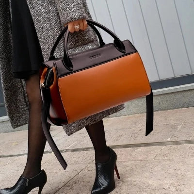 Leather Messenger Crossbody Trapeze Bag
