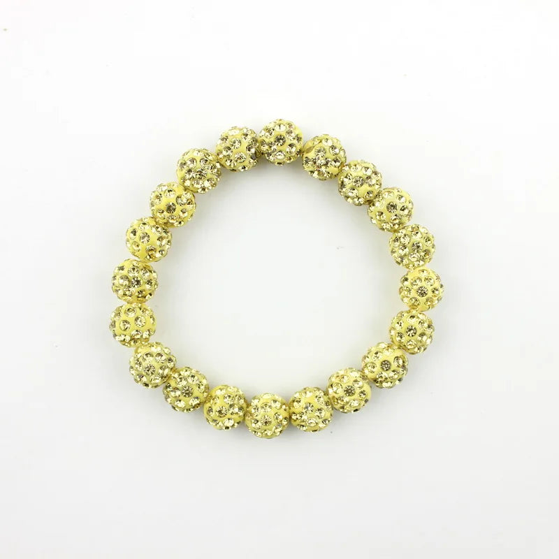 Colorful Crystals Elastic Pave Beaded Sparkly Crystals Rhinestones Ball Bracelets Bangle