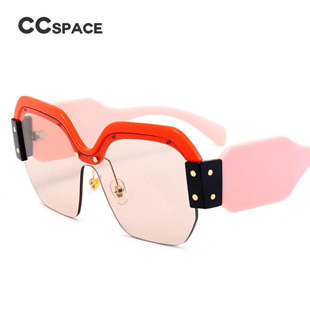Square Sunglasses Women Cat Eye Rivet Half Frame Glasses Designer Fashion Shades