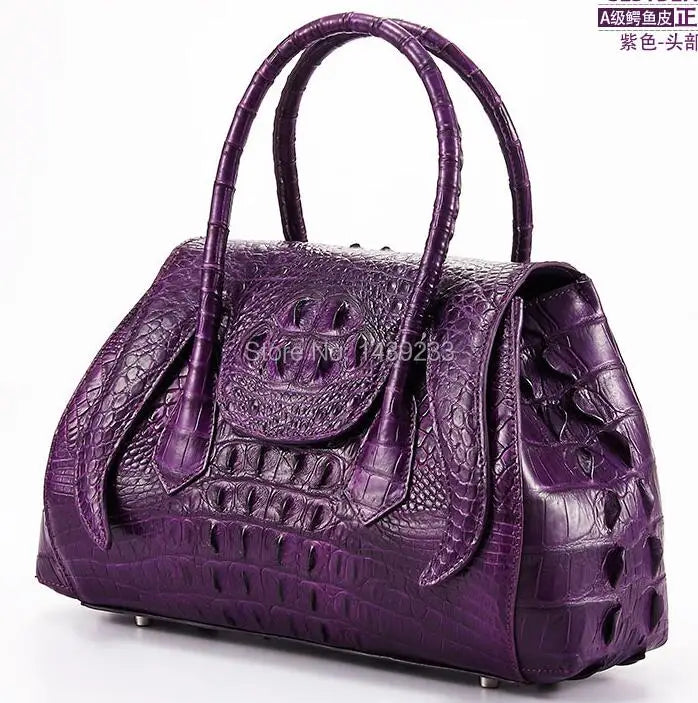 100% genuine crocodile skin leather women handbag, Alligator Skin Womens Tote Bag, Purple