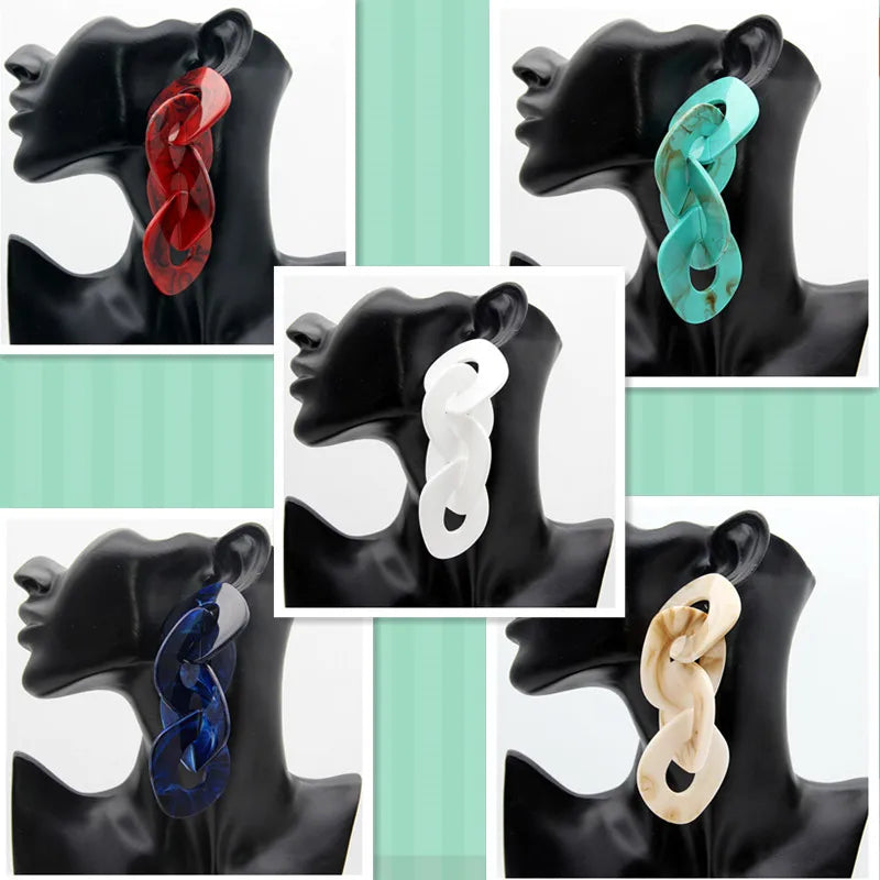 FishSheep Big Irregular Acrylic Drop Earrings Geometry Large Resin Circle Dangle Earrings