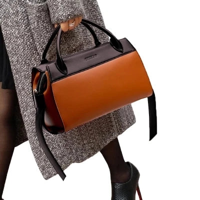 Leather Messenger Crossbody Trapeze Bag