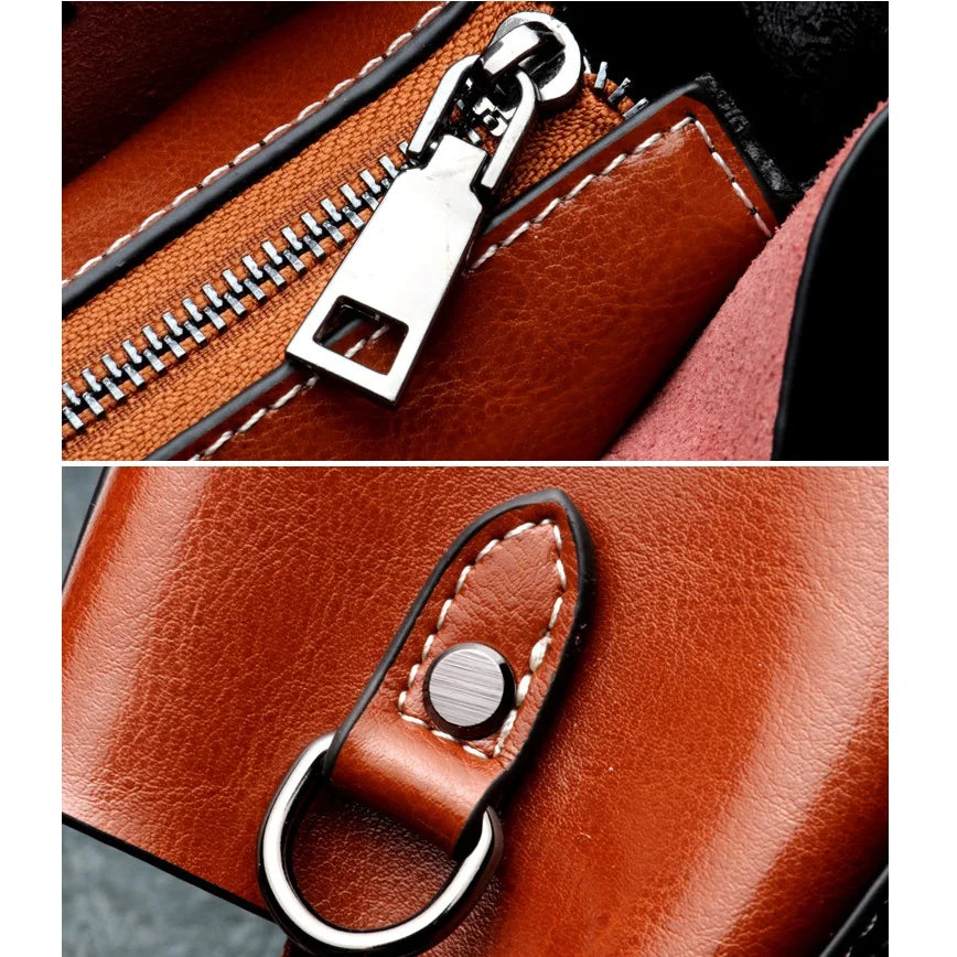Vintage Genuine Leather Wide Shoulder Straps Crossbody Bag